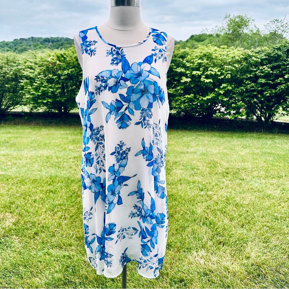 Calvin Klein Blue Floral Women's Plus Size Dress